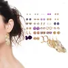 Stud Earrings Elegant Set Aesthetic Assorted 30 Pairs Cute Multi-color Fun Clip-on