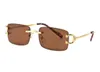 New Fashion Square Pilot Rimless Sunglasses Mens Womens Super Light Metal Alloy Gold Frames sport men Sun glasses With Box UV4001713762