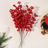 Decorative Flowers 1/10pcs Christmas Decoration Artificial Berry Red Cherry Wedding Party Gift Box DIY Wreath Home Oranments Fake