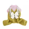 Vêtements pour chiens floral bowknot saut de combinaison vêtements épaisses à quatre vêtements pour animaux de compagnie chauds automne hivern