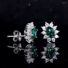 Stud Earrings Lab Grown Emerald Diana Design 925 Sterling Silver For Women Jewelry Birthday Gift