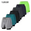 YJKVUR MENS Running Shorts Summer Quick Dry Workout Shorts 2-in-1 Stealth Shorts 7-Inch Gym Yoga Outdoor Sports Shorts 240409