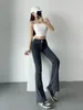Kvinnors jeans Autumn Kvinnor blossade lösa denim byxor botten raka hög midja stretch urban kvinnlig flare byxa mode