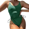 Swimwear pour femmes Swimsuit Sexy Bikini Couleur solide conjointe de la taille haute de taille haute maternité