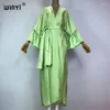 Robe de soie monocolore auto-celtume Femmes Elegant Summer Holiday Bubble Sleeve Cardigan Beach Wear Fssolt Copture de maillot de bain Kimono