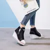 Casual Shoes Women's Canvas Hidden Wedge med Sido-blixtlås ökade hög andbara plattformsneakers för kvinnliga