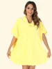 Women's Sleepwear 2024 Summer Yellow Bow Coral Velvet Bathrobe Hooded Short Sleeve Wearable Bath Towel Beach