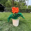 Fleurs décoratives Croched Kaffir Lily Plants artificiels en pot Bonsaï Cadeaux originaux tricus à la main pour les décorations de table de salle à domicile mère