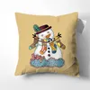 Pillow Christmas Cartoon Snowman Capas de linho Jogue a capa de trenó de casa decorativa S para sofá