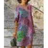 Casual Dresses Elegant Party For Women 2024 Medium Sleeve V-Neck Cotton Linen Dress Woman Long