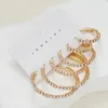 Hoop Earrings 6PCS Exaggerated Big Gold Plated Crystal Rhinestone Set For Women Shiny Circle Earring Party Banquet Jewelry Gift