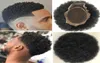 Men Système de coiffure Perruque à cheveux Afro Curl Toupee en dentelle Front avec mono npu noir 1 Brésilien Vierge Human Heuving Remplacement de Blac8430254