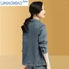 Women's Suits Lady Print Suit Collar Denim Jacket Vintage High-End Small Fragrance Female Blazer Short Top Thin Fashion