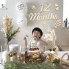 Party Decoration 18 Pcs/Set Baby Milestone Cards Born Pography Props Numbers Engraved Cutouts Days Months Wooden Chips Commemorative Card