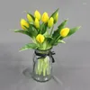 Fiori decorativi simulato fiore di tulipano morbido pE in lattice silicone touch a 9 teste