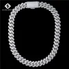 18mm Moissanite Iced Out Diamond Gold Chain Necklace Real 14k White Gold Necklace Miami Cuban Chain