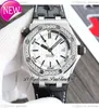 Fetta di diamante Moissanite personalizzata A3120 MENS AUTOMATIC OROLOGIO 42MM 1571 Cingcio di pelle con quadrante bianco con orologi per Super Edition White Line