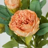 Dekorative Blumen künstliche Retro verbrannte Kante Pfingstrose Seiden gefälschte Pflanze Valentinstag Geschenk Simulation Blume Pink Penpfen Bouquet Hall Dekor Dekor