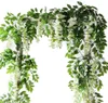 Flower String Artificial Wisteria Vine Garland Plants Foliage Outdoor Home Trailing Flower Fake Hanging Wall Decor 7ft 2m12269343