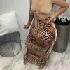 Röcke Avv Fashion Leopard gedruckt hohe Taille zwei Seiten Quasten 2024 Frauen Sommer lässiger langer schlanker Party Club Frauen