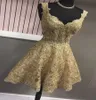 Gold V szyja Homecoming Krótkie sukienki balowe