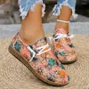 Casual Shoes Microfiber Low Heel Women's Sneakers Lace-up Adult On Sale 2024 Mixed Colors Flower Vulcanize