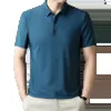 Trend di lusso Silk Ice Bavani Bassola traspirante Polo Shirt griglia Stampa corta Business Fashion Business Casual Mens T-shirt 240412