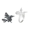 Anelli a grappolo S925 Anello in argento sterling per uomini Donne alla moda Ancient Flying Lizard Punk Jewelry