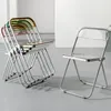 Hooks Simple Modern Crystal Acrylic Transparent Folding Chairs Ins Style Silent Non-slip Convenient Easy Storage Plastic Dining