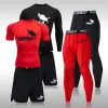 Ställer in herrsportdräkt MMA Rashgard MANA Snabbtorkning av sportkläder Komprimeringskläder Fitness Training Kit Underwear 3 -stycken Legging