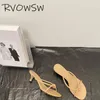 Hausschuhe rvowsw Designer 2024 Frühling/Sommer Schaffell gewebtes Leder Open Tobe mit mittlerer Heel Mode vielseitige Frauensandalen für Frauen