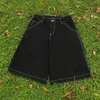 Europese en Amerikaanse High Street Men Shorts Skateboard broekpatroon Borduurpaar Hiphop Hip Hop Denim Shorts 240412