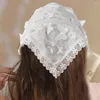 Scarves Embroidered Flower Lace Triangle Scarf Small Shawl Bandana Color Solid Crochet Head Headwraps Neckerchief Hijab P8A2