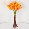 Dekoratif Çiçekler 6pcs/Lot Simüle Çiçek 3D Baskı Cymbidium Yapay Ev El Tablo dekorasyonu küçük saksı bitkisi