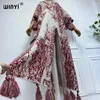 Casual Dresses Winyi Winter Clothes Women Comfort Warm Fashion Print Kaftan Europe Dress Elegant Africa Party Outerwear Maxi Long