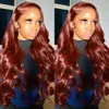 Brésilien 30 40 pouces Brown Reddish Brown Corps 13x4 Perruque avant Human Hair 250% Water Wave 13x6 HD Lace Frontal Wigs Fractal pour les femmes