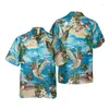 Chemises décontractées pour hommes Tropical Hummingbird 3D Imprimé pour hommes vêtements hawaïens Animal à manches courtes Small Bird Blouses Aloha Bouton Top