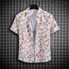 Herren lässige Hemden Sommer Hawaiian Vintage Kurzarm Blumenmuster gedrucktes Hemd übergroße Luxus elegante Unisex Lapel Top Fashion