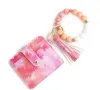 Silikonpärla armbandskortpåse Pu Tassel Valentine's Day Love Women's Wallet Purse Läder Tassel Keychain 0414