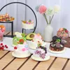 Symulacja kwiatów dekoracyjna podwójna warstwowa urodzinowe ciasta modelu fałszywe owoce mus shop wyświetlacz próbki okienne dekoracje