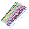 Drinking Straws Two Colors Threaded Non-transparent Reusable Plastic Thick Mason Party Or Home Use With Bru Jar 25pcs