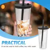 Copos descartáveis palhas garrafa de chá de vidro bebendo bebida reutilizável suco prático de água plástica bebidas frias