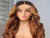 Body Wave 360 ​​HD Highlight 13x4 Spets Front Wig Human Hair Ombre Loose Pre Pluced Glueless Frontal Wigs Brazilian Virgin Stängning6685774