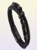 Dubbelvävda läderarmband för män Punk smycken svart rostfritt stål magnetiskt lås armbandsmode armband gåvor Bangle1334645