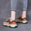Lässige Schuhe 2024 Frühling Frauen Single echtes Kuhleder Schnürten Sneakers gemischte Farben Mode Original Design für Frauen