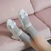 Kleiderschuhe weibliche Spitze mit mittlerer klobiger Absatz süße Mädchen weiblich Kawaii Tea Party Japanisch süße Anime Lolita Frauen Harujuku Cosplay Bogen