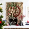 Flores decorativas Winter Farmhouse Wagon Wheel Wrinal