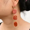 Dangle Earrings G-G Natural Red Coral Slice Chunky Nugget Freeform For Lady Boho Jewelry