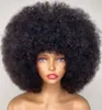 Fluffy Afro Kinky Curly Human Hair con bob corto naturale spesse per donne nere 180% Densità Full Machine 240401