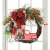 Decorative Flowers Red Truck Farmhouse Wreath Aesthetical For Christmas Ambience Home Decor Products Front Doors Back Entrance